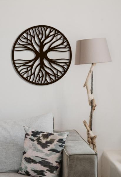 Панно деревянное Decart Деревянный узор настенный декор в стиле минимализм на кухню гостиную и спальню 80х80 см