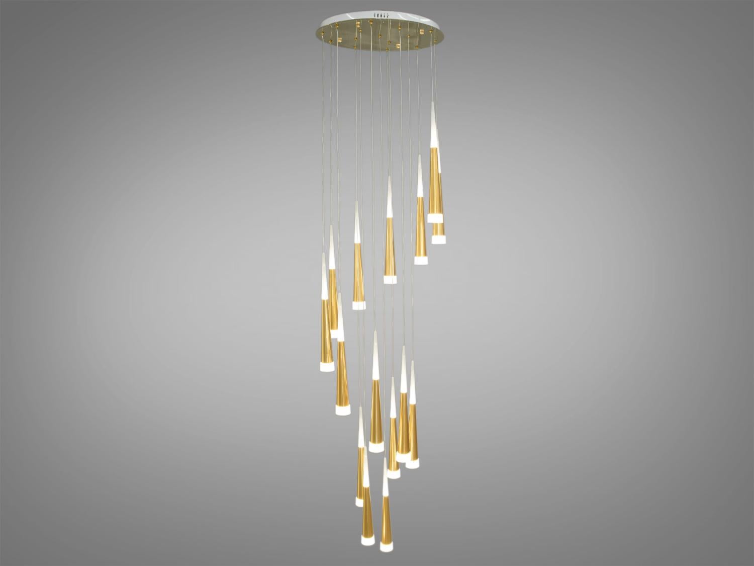 Люстра светодиодная каскадная для холла Diasha 60W Золотистый (3002/15G)