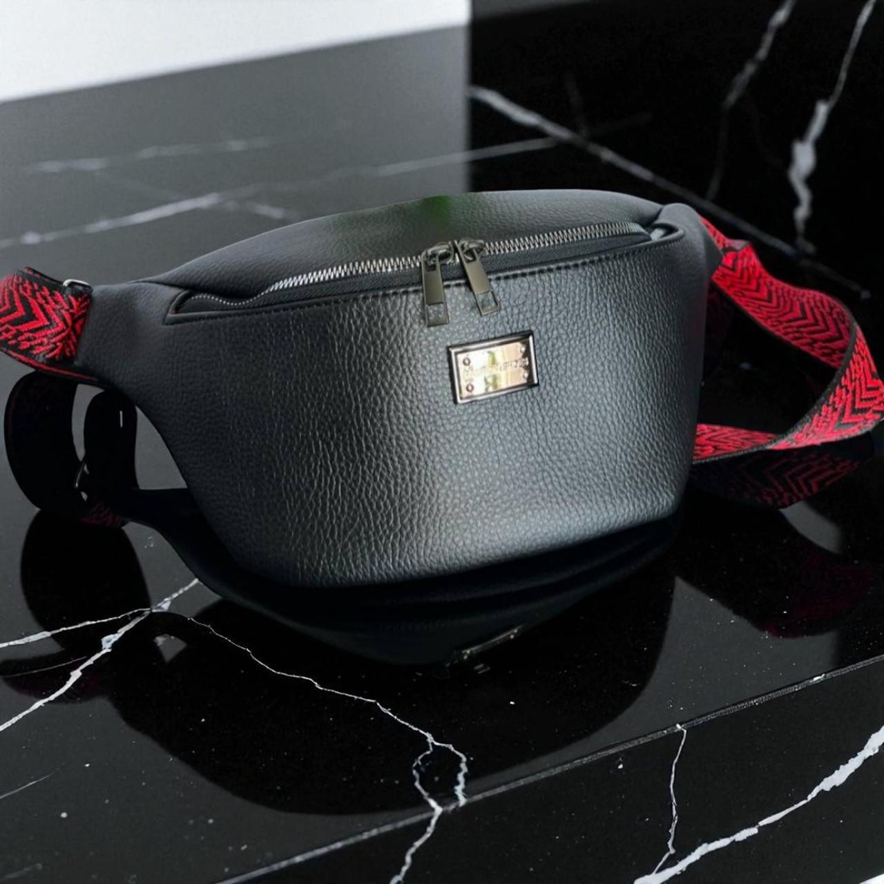 Сумка бананка на пояс женская из экокожи спортивная через плечо Черный с красным - фото 6 Сумка бананка на пояс женская из экокожи спортивная через плечо Черный с красным - фото 6