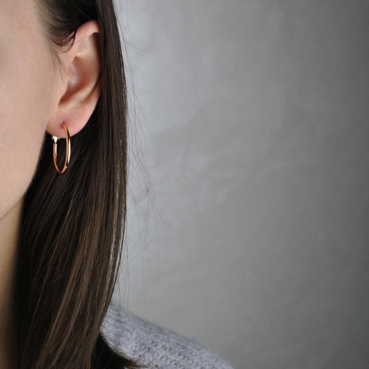 Сережки кольца конго медицинская сталь позолота 2,5 см (x050) - фото 2 Сережки кольца конго медицинская сталь позолота 2,5 см (x050) - фото 2