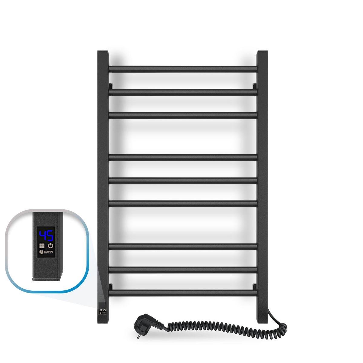 Полотенцесушитель электрический Классик Квадро Sensor правого подключения с таймером 500x800 мм Черный муар (12-216053-5080YP)