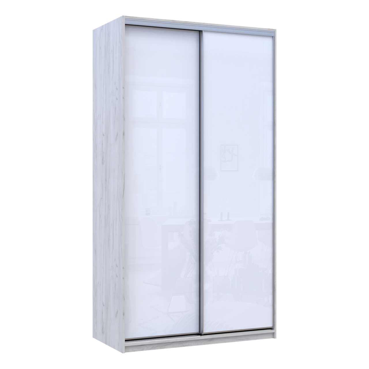 Шафа-купе Сіті Лайт Слім 120х60х225 см Біле Дерево/Біле скло (44900296)