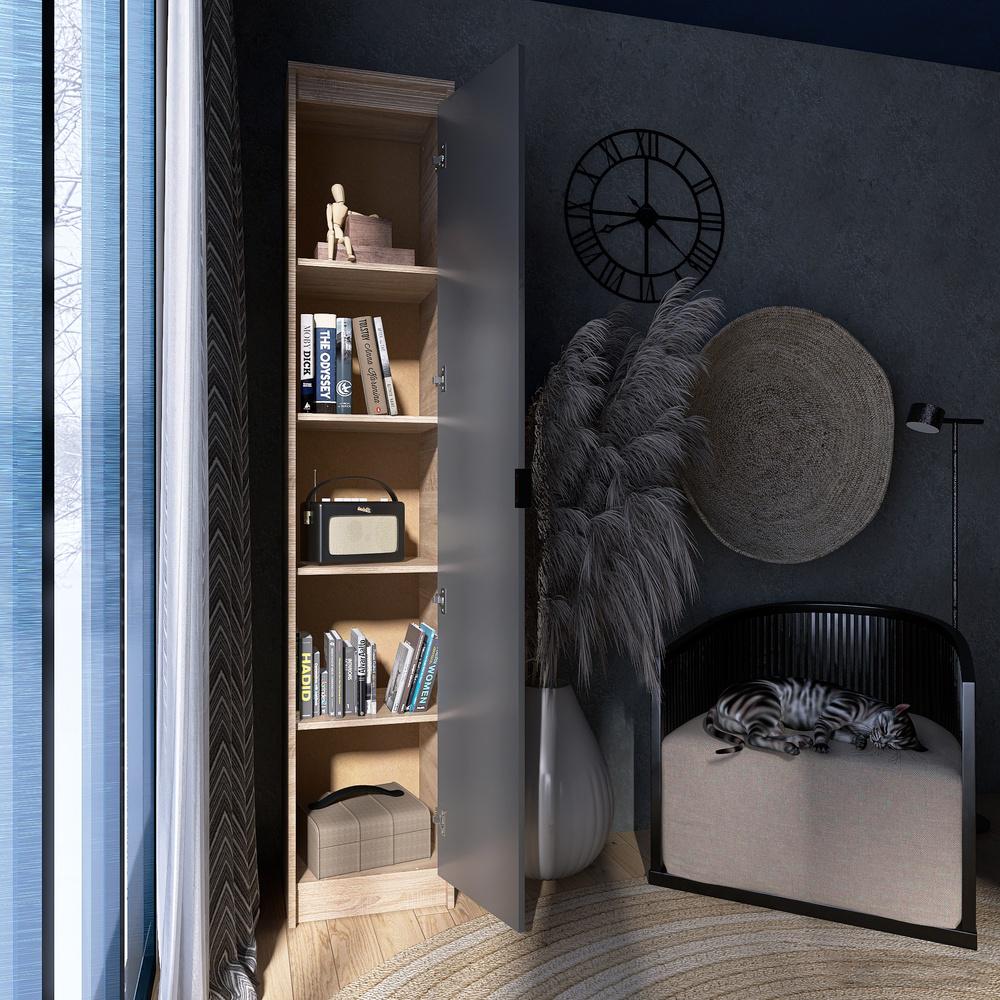 Шкаф-пенал закрытый Эверест Сити-400 204,6x40,2x38 см Дуб сонома/Графит (EVR-071091) - фото 5 Шкаф-пенал закрытый Эверест Сити-400 204,6x40,2x38 см Дуб сонома/Графит (EVR-071091) - фото 5