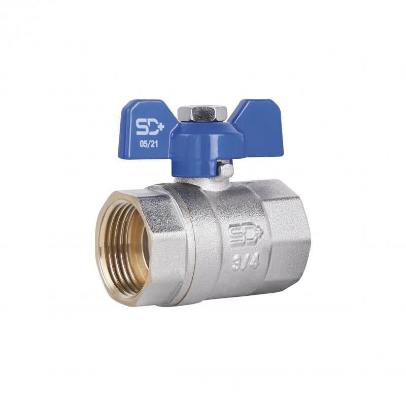 Кран шаровый SD Plus ВР для воды бабочка 3/4" (SD602W20)