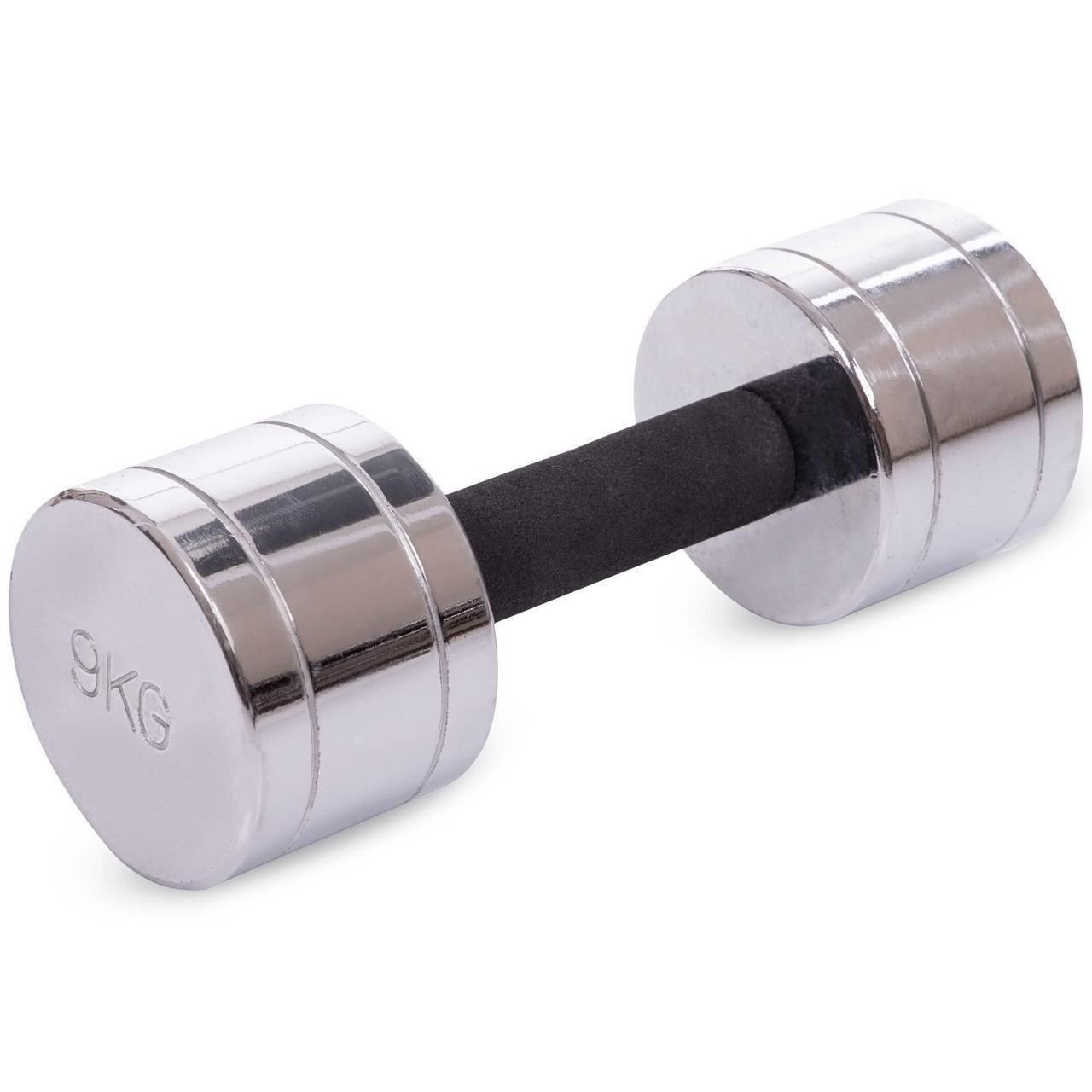 Гантель цільна Record DB5202-9 сталева хромована 9 кг (2532859834) - фото 1