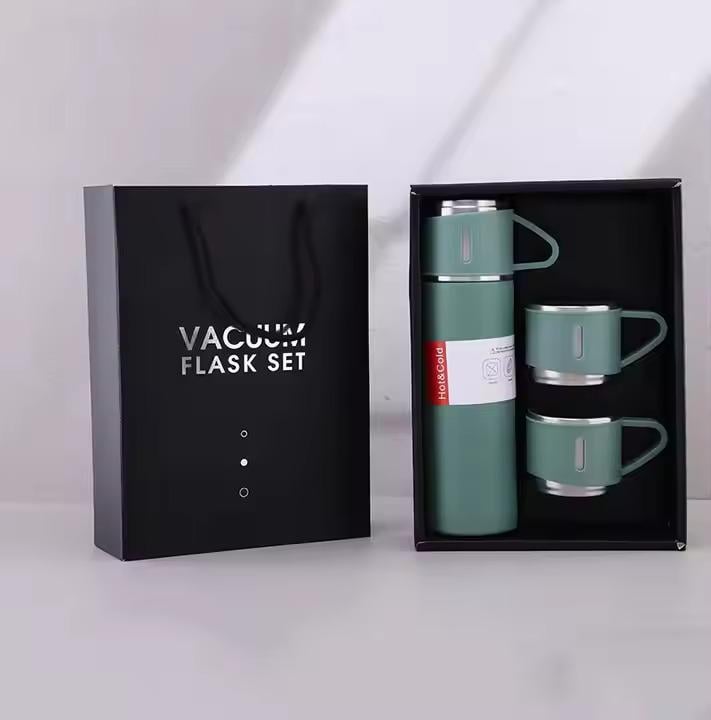 Термос 3 чашки из нержавеющей стали 500 мл Зеленый (termos_green) - фото 5