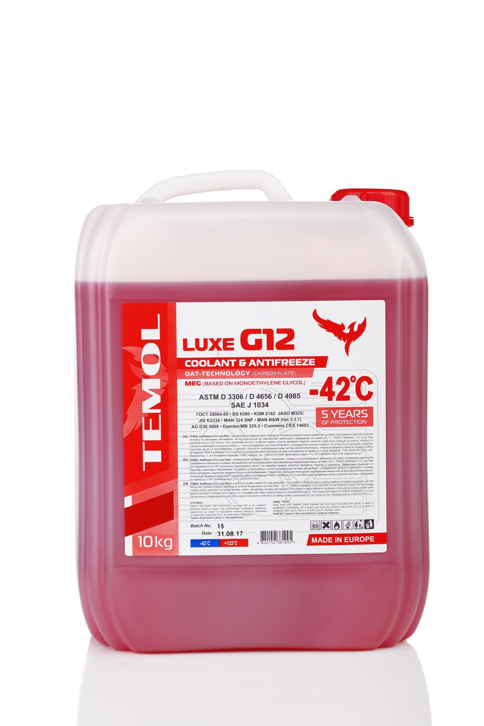 Антифриз TEMOL LUXE G12 10 л Red (T-LG12R-10L)