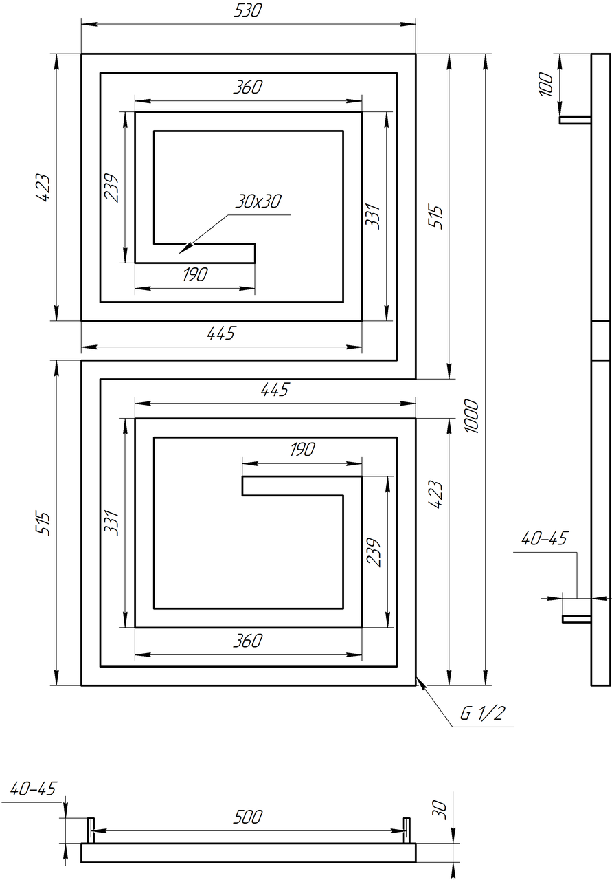 Полотенцесушитель S-Mix Labyrinth 1000х530 мм Белый (1149759800) - фото 2 Полотенцесушитель S-Mix Labyrinth 1000х530 мм Белый (1149759800) - фото 2