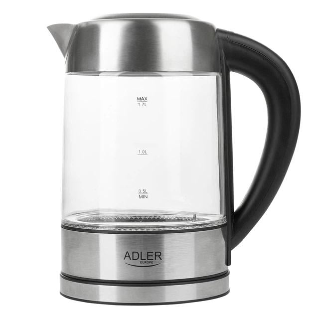 Електрочайник Adler AD 1247 скляний з регулятором температури підсвічуванням 1,7 л 2200 Вт (13355736)