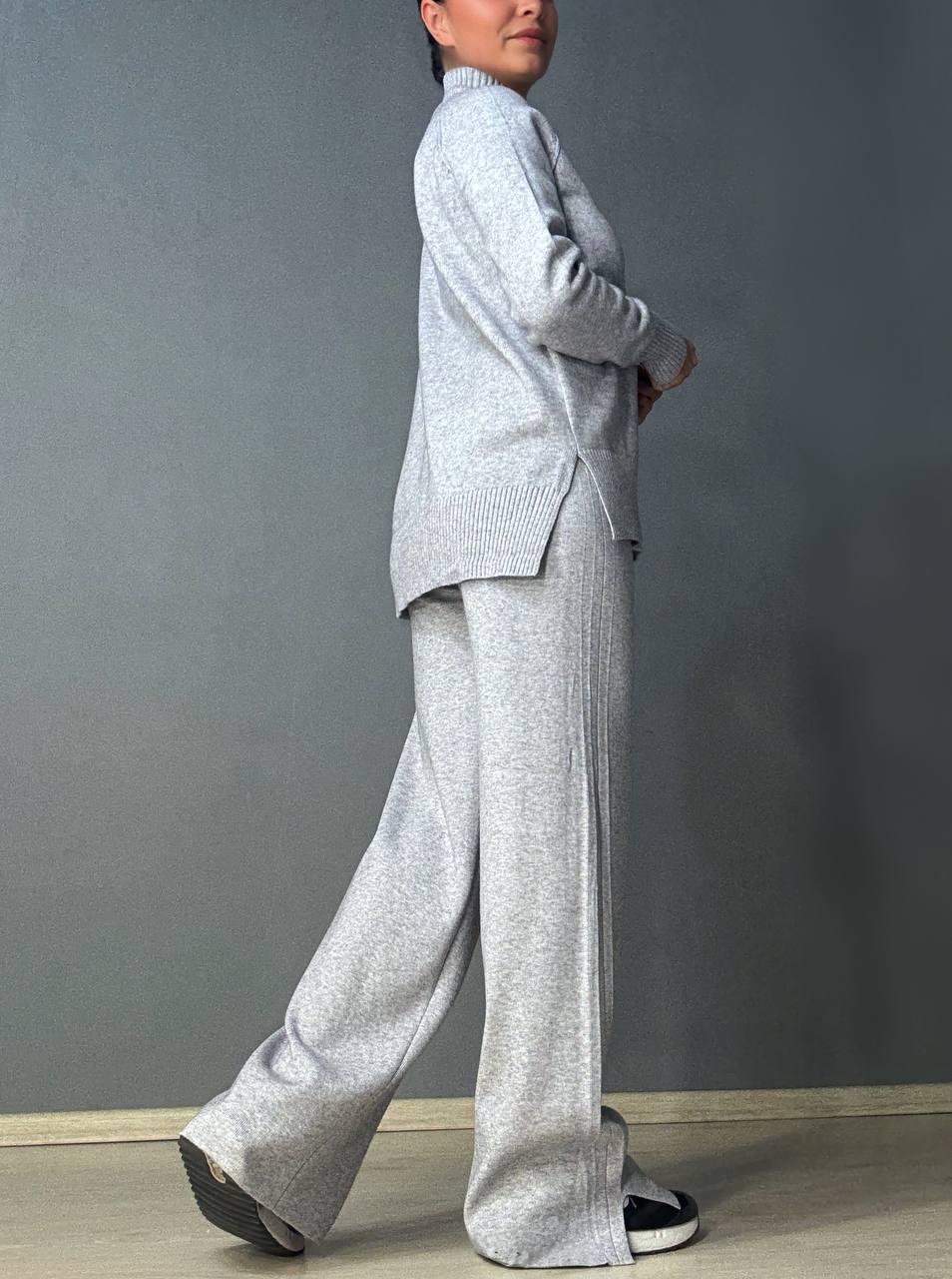 Костюм женский ACCORDDREAM 6841-8636 свитер с брюками палаццо вязаный OS Серый (5178) - фото 4 Костюм женский ACCORDDREAM 6841-8636 свитер с брюками палаццо вязаный OS Серый (5178) - фото 4
