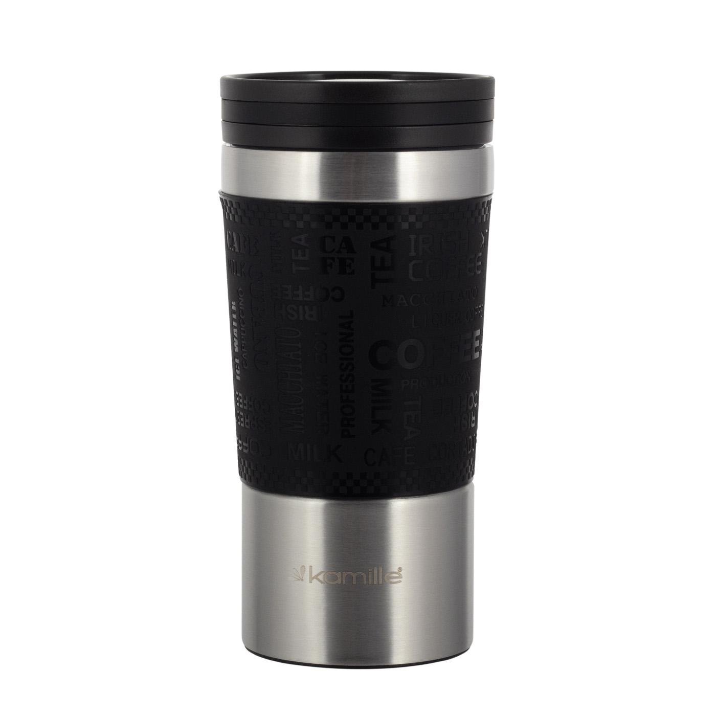 Термокружка Kamille из нержавеющей стали с TRP вставкой 380 мл Черный (2156) - фото 1 Термокружка Kamille из нержавеющей стали с TRP вставкой 380 мл Черный (2156) - фото 1