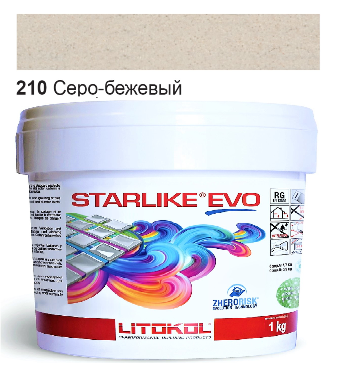 ᐉ Затирка для плитки эпоксидная Litokol Starlike EVO 1 кг 210 Серо .