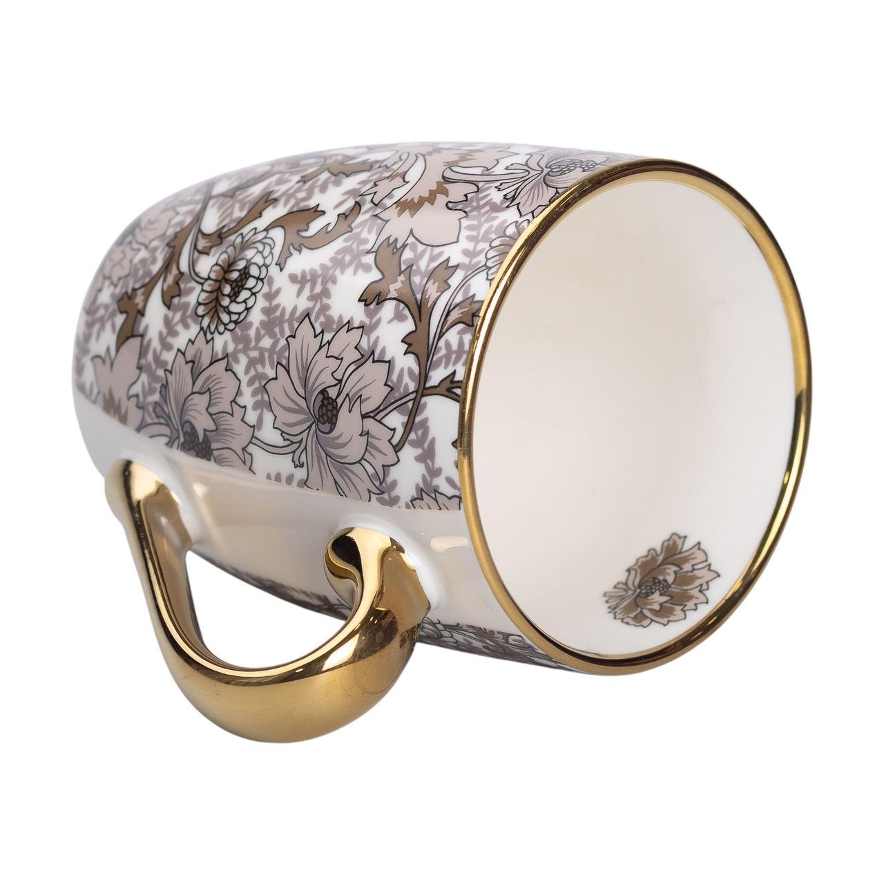 Керамічний кухоль з золотим обідком для чаю та кави 400 мл Коричневий (5715) - фото 1 Керамічний кухоль з золотим обідком для чаю та кави 400 мл Коричневий (5715) - фото 1