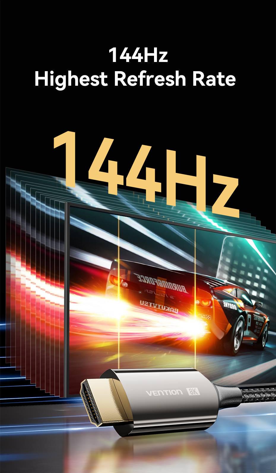 Кабель Vention DisplayPort-HDMI 8K 60Hz 4K 144Hz 2K 165Hz DP 1.4 до HDMI 2.1 відеоконвертер HDCP 2.3, HDR 10, DSC 1,8 м Чорний (HFPBAC) - фото 5 Кабель Vention DisplayPort-HDMI 8K 60Hz 4K 144Hz 2K 165Hz DP 1.4 до HDMI 2.1 відеоконвертер HDCP 2.3, HDR 10, DSC 1,8 м Чорний (HFPBAC) - фото 5