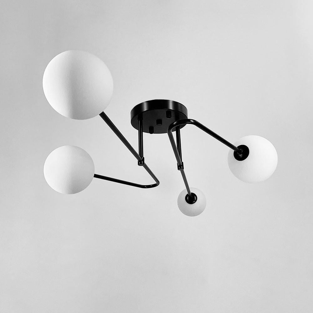 Люстра стельова з вигнутими ріжками на 4 лампи Чорний (YQ 317/4 BK+WT) - фото 2