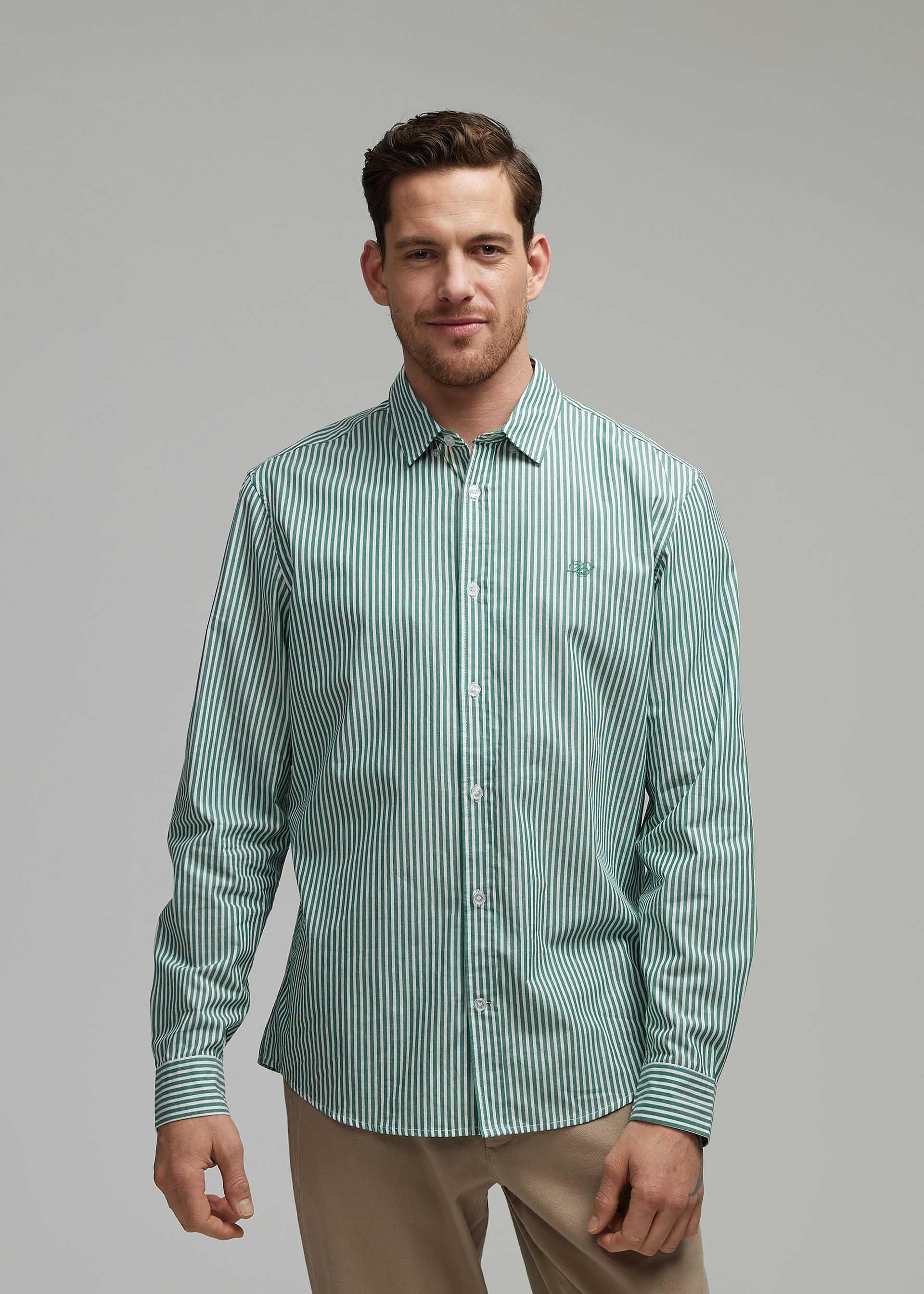 Рубашка мужская Diverse MINDEN длинный рукав 2XL Зелено-белый (5905384104762)