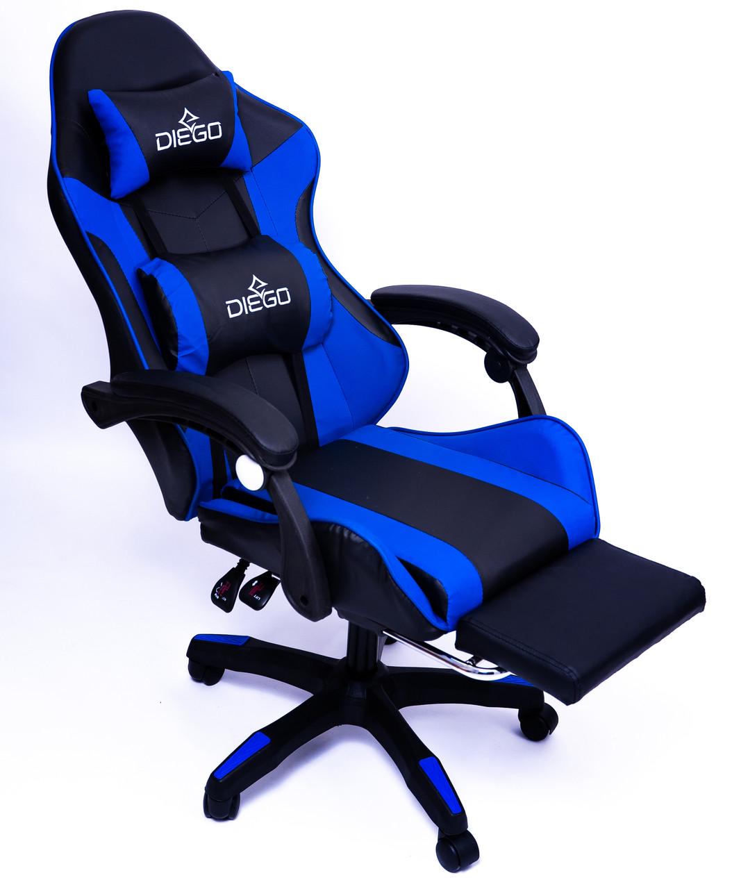 Кресло геймерское Diego с подставкою для ног и массажем Черно-синий - фото 2 Кресло геймерское Diego с подставкою для ног и массажем Черно-синий - фото 2