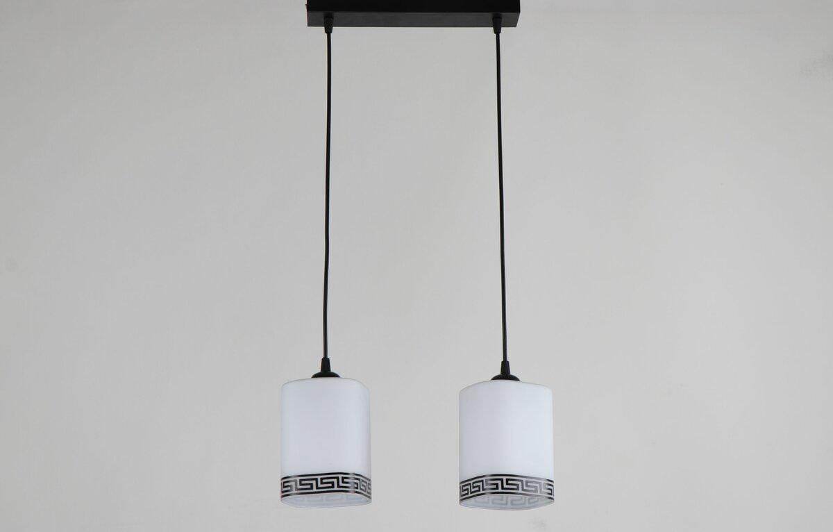 Люстра подвесная Light House SRS-19251/2A BK/WT плафоны белые с узором Черный