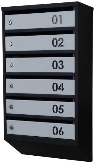 Ящик почтовый многосекционный ЯП-06 МН Черный/Серый