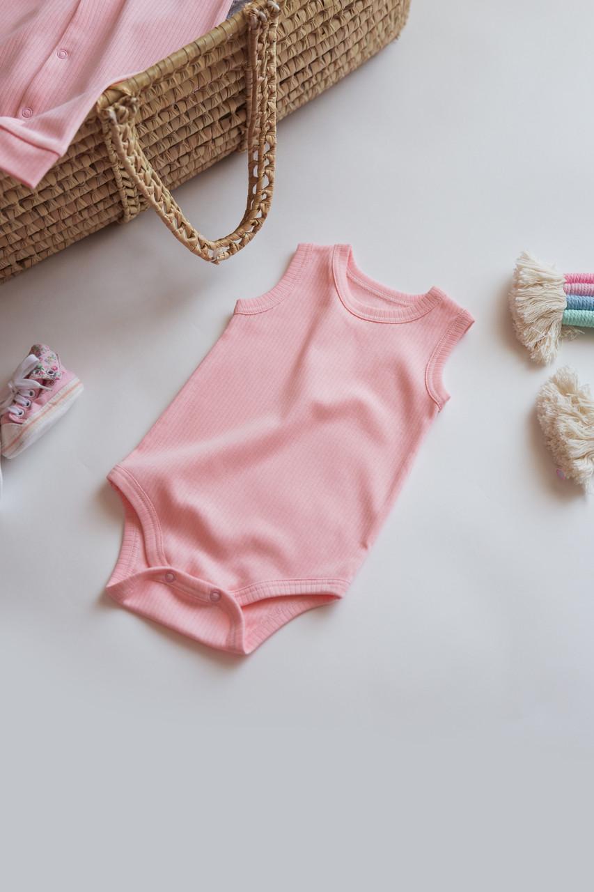 Боди-майка детская интерлок рубчик 62 см Розовый (2685880930)