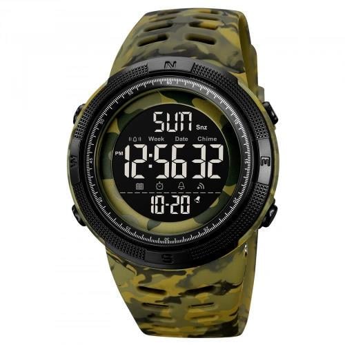 Наручные часы мужские с подсветкой Skmei 2070CMGN Black/Green Camo (582522)