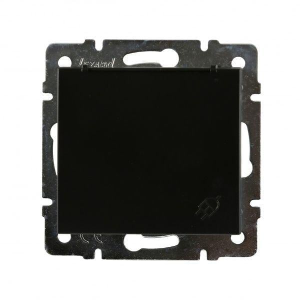 Розетка одинарна із заземленням та кришкою Lezard Rain Антрацит (00000022254)