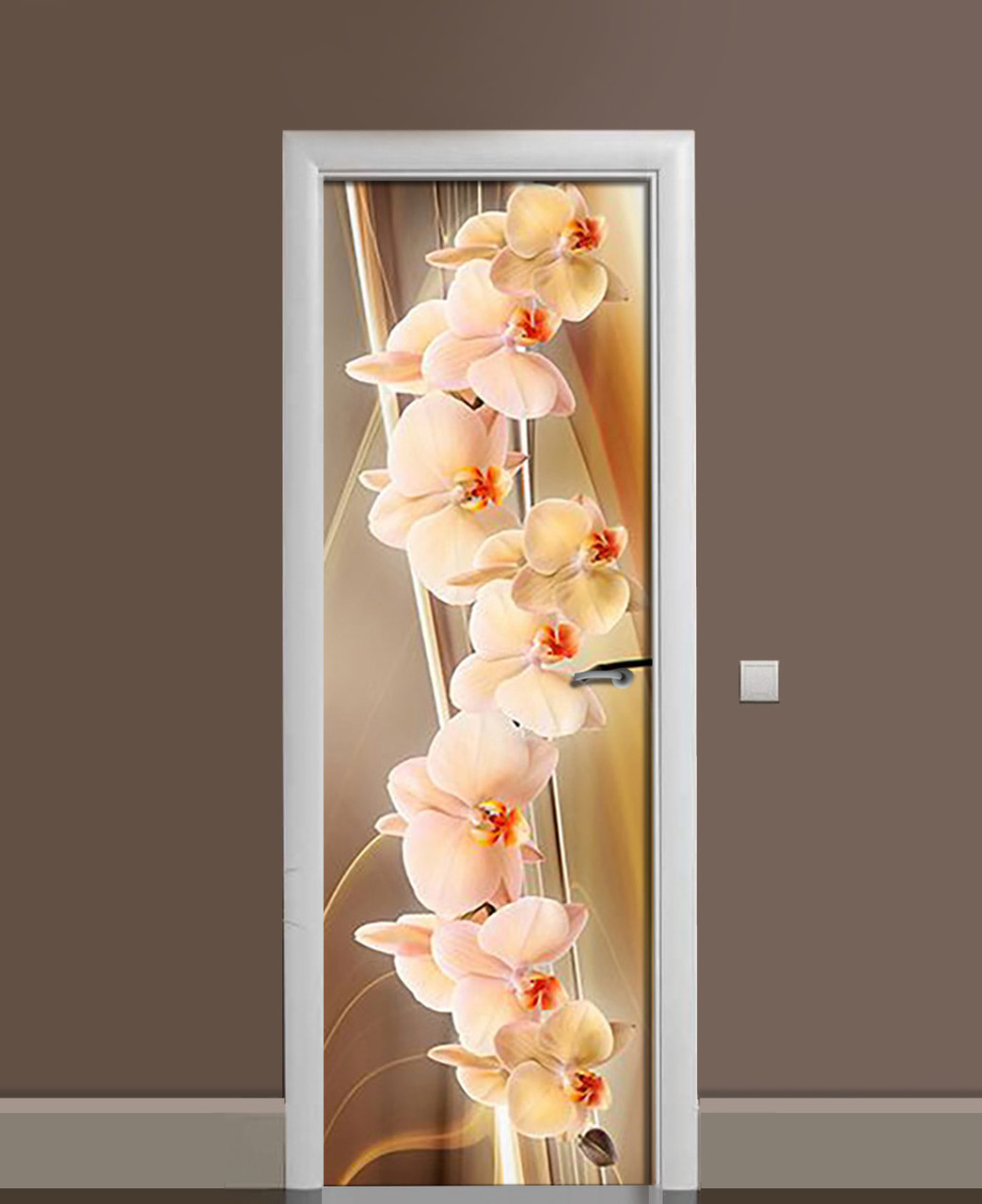 Наклейка 3D на двери Zatarga Светло-персиковая орхидея 650х2000 мм (1323455709) Наклейка 3D на двери Zatarga Светло-персиковая орхидея 650х2000 мм (1323455709)