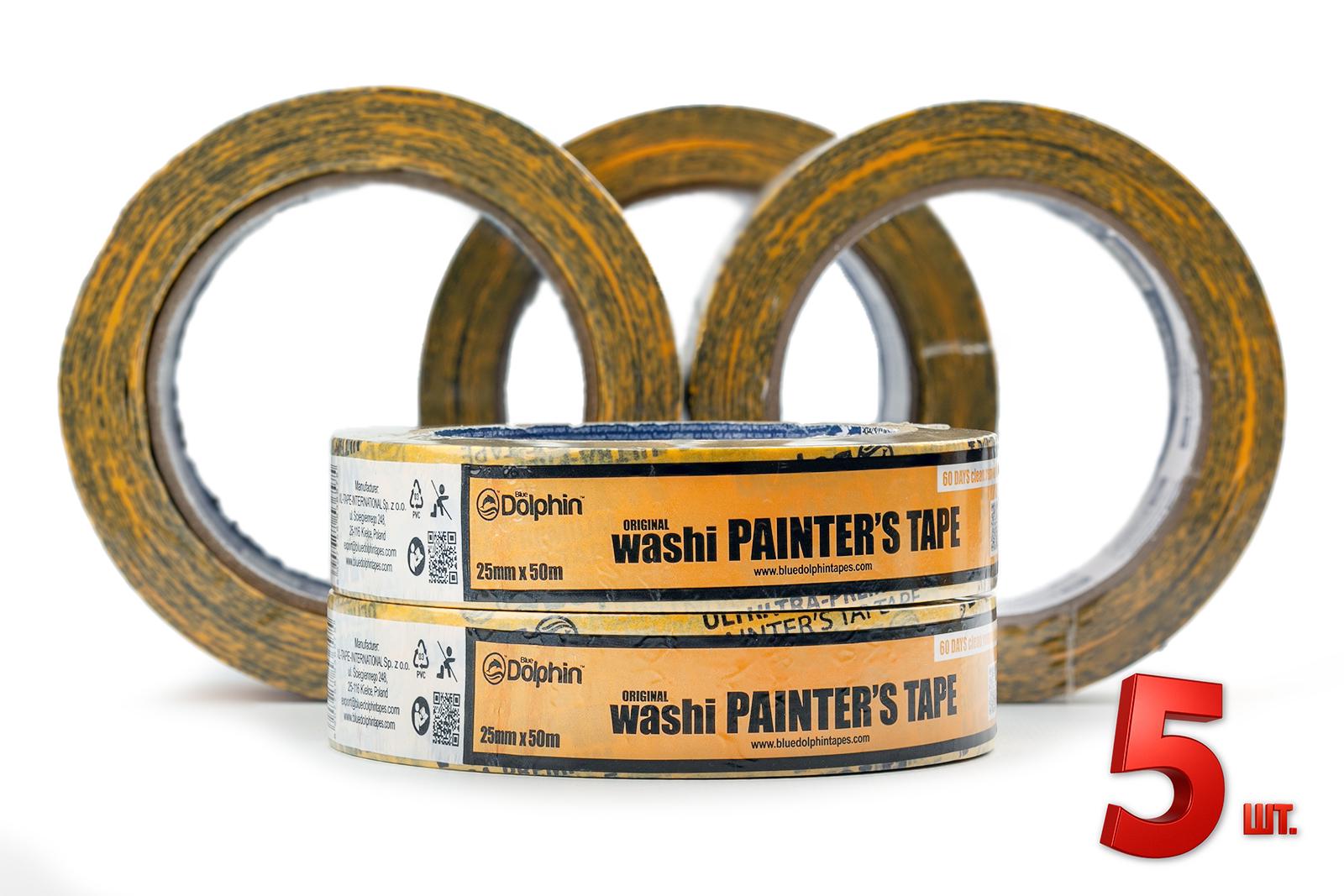 Лента-скотч малярная Blue Dolphin Washi XF7 рисовая бумага 25 мм 50 м 5 шт. (300-1-01_5) - фото 5 Лента-скотч малярная Blue Dolphin Washi XF7 рисовая бумага 25 мм 50 м 5 шт. (300-1-01_5) - фото 5
