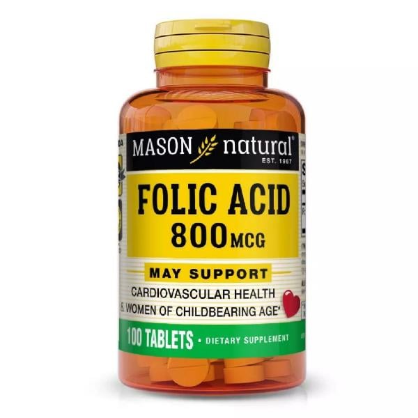 Фолиевая кислота Mason Natural Folic Acid 800 mcg 100 Tabs