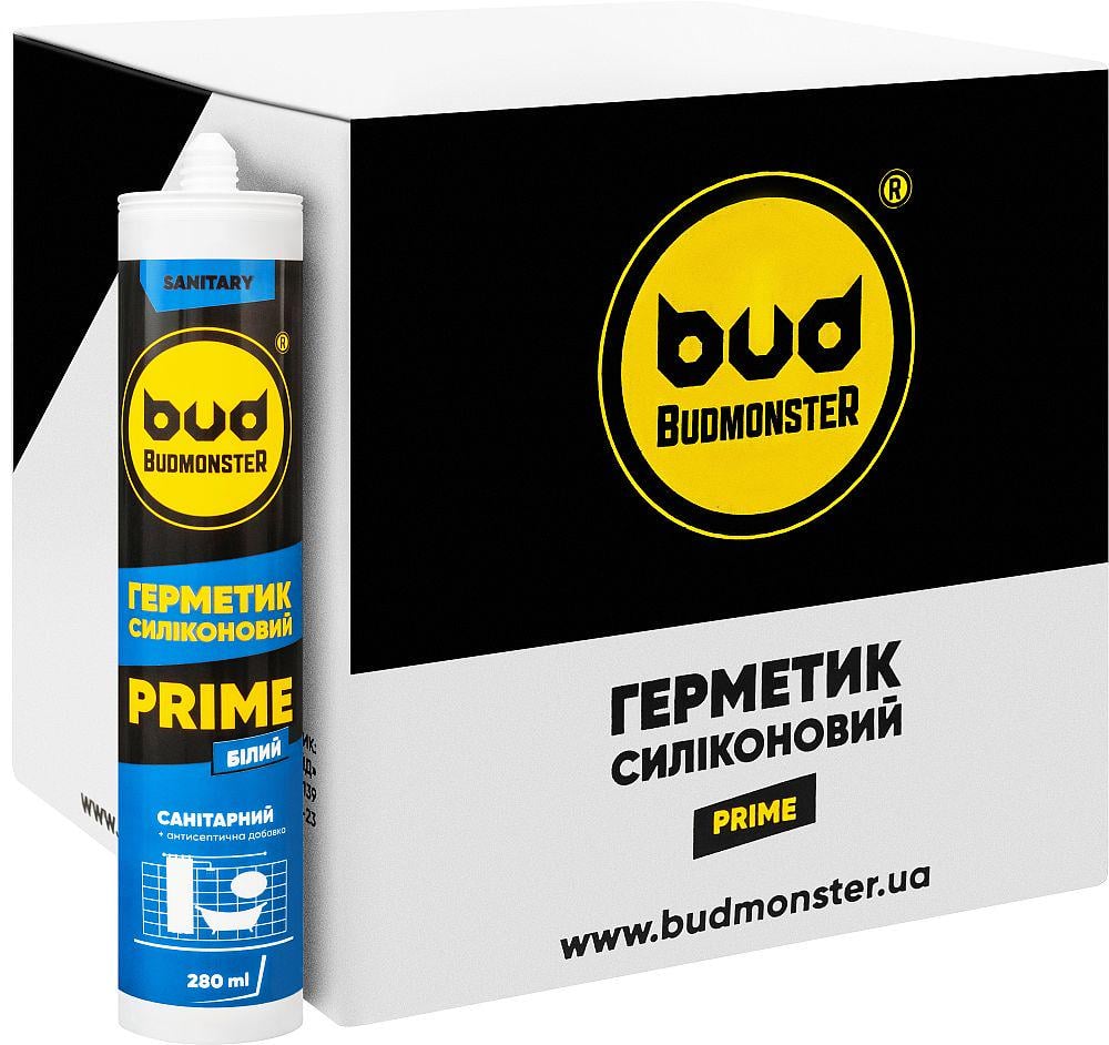 Герметик силіконовий санітарний Budmonster Prime білий 280 мл (115284) - фото 3 Герметик силіконовий санітарний Budmonster Prime білий 280 мл (115284) - фото 3