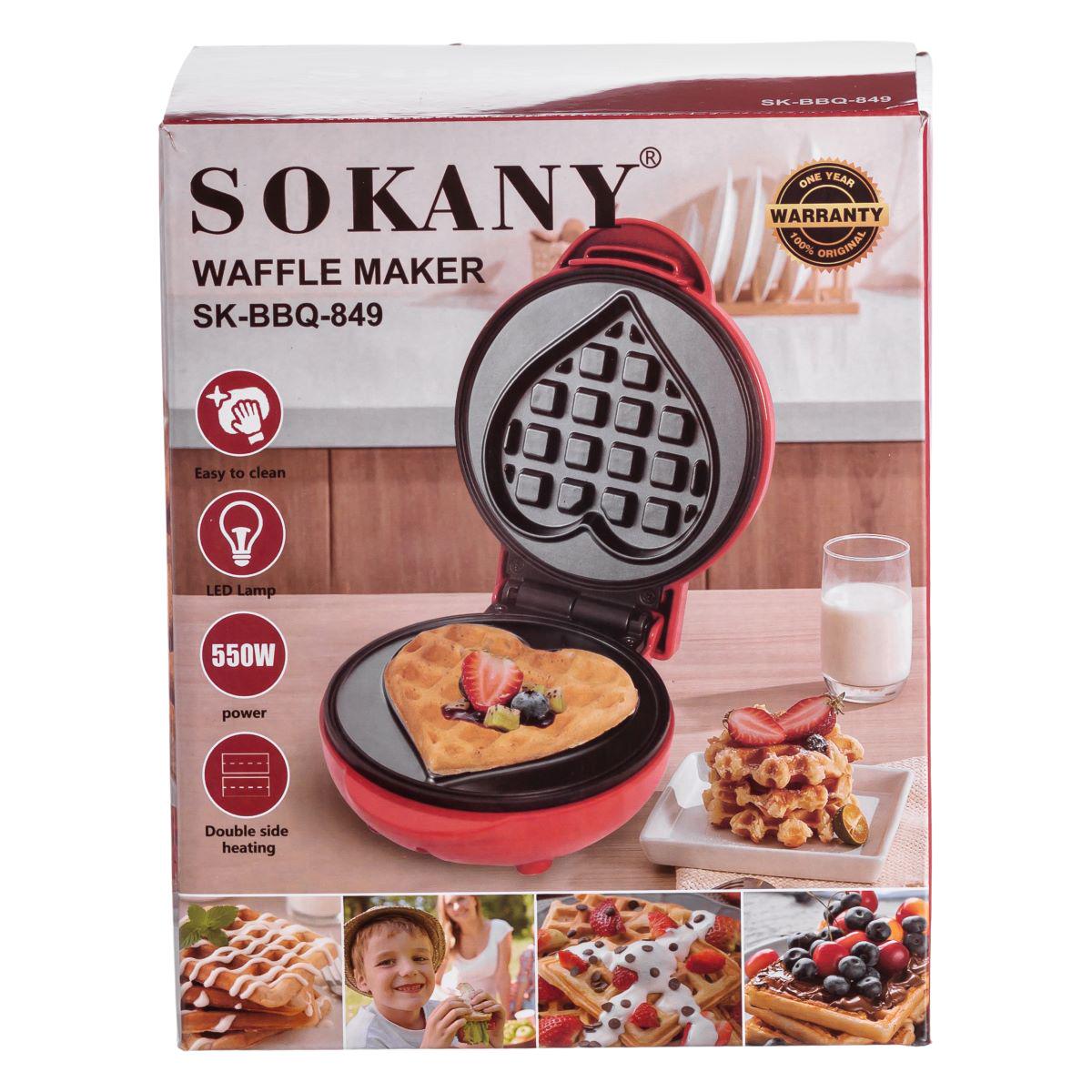 Вафельница для бельгийских вафель Sokany SK-BBQ-849 с антипригарным покрытием 550 Вт (7391) - фото 15 Вафельница для бельгийских вафель Sokany SK-BBQ-849 с антипригарным покрытием 550 Вт (7391) - фото 15