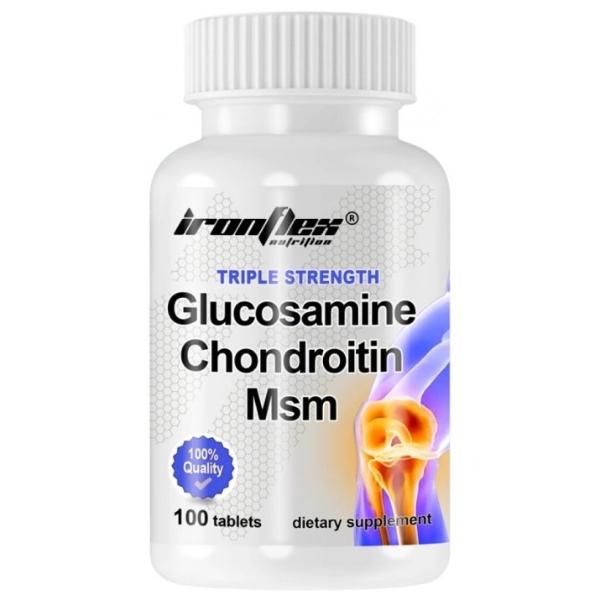 Натуральная добавка-хондропротектор для спорта IronFlex Triple Strenght Glucosamine+Chondroitin+MSM 100 табл. (24159907) Натуральная добавка-хондропротектор для спорта IronFlex Triple Strenght Glucosamine+Chondroitin+MSM 100 табл. (24159907)
