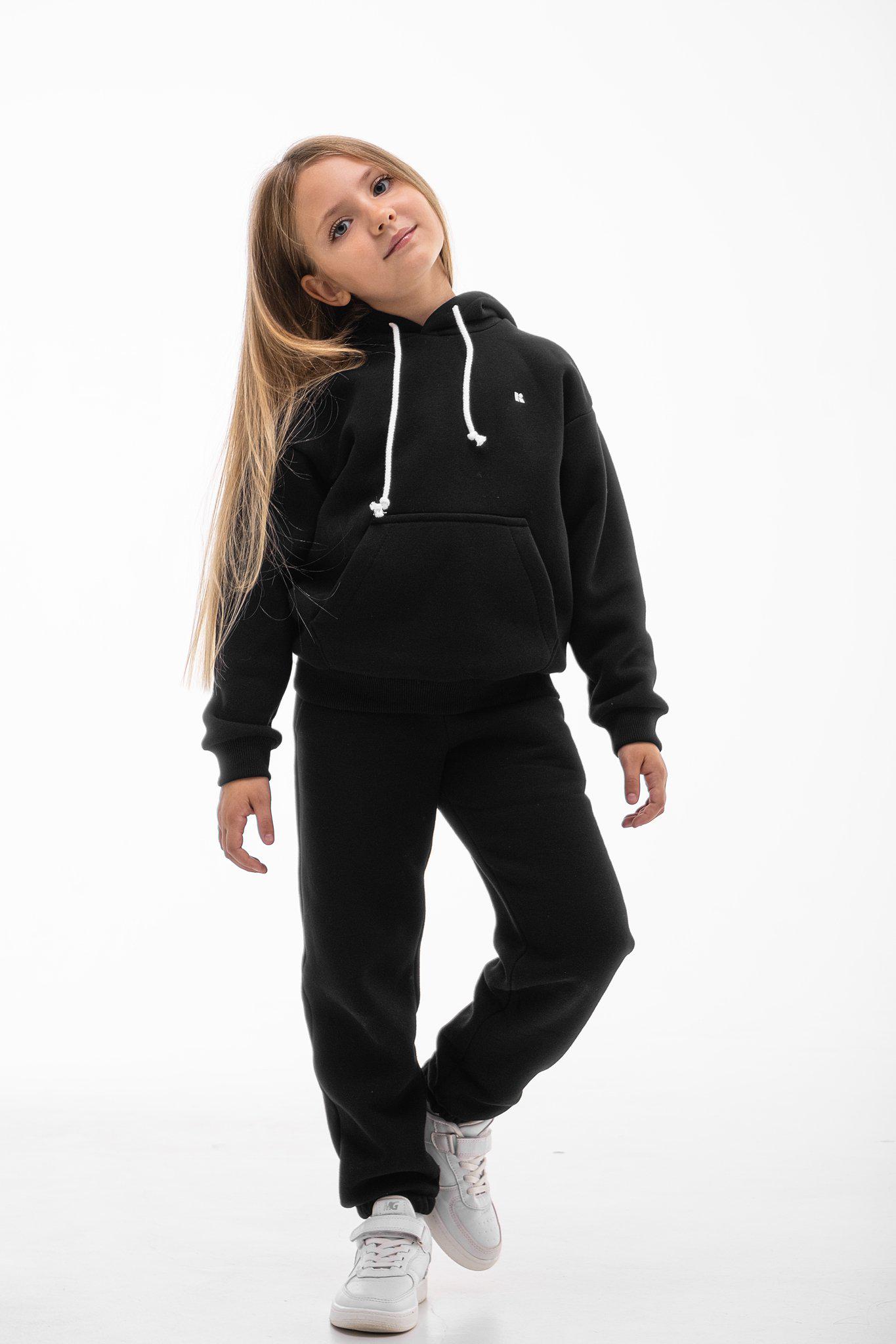 Спортивний костюм дитячий Kindamor Warm Autumn утеплений флісовий 158 см Чорний (493224974)