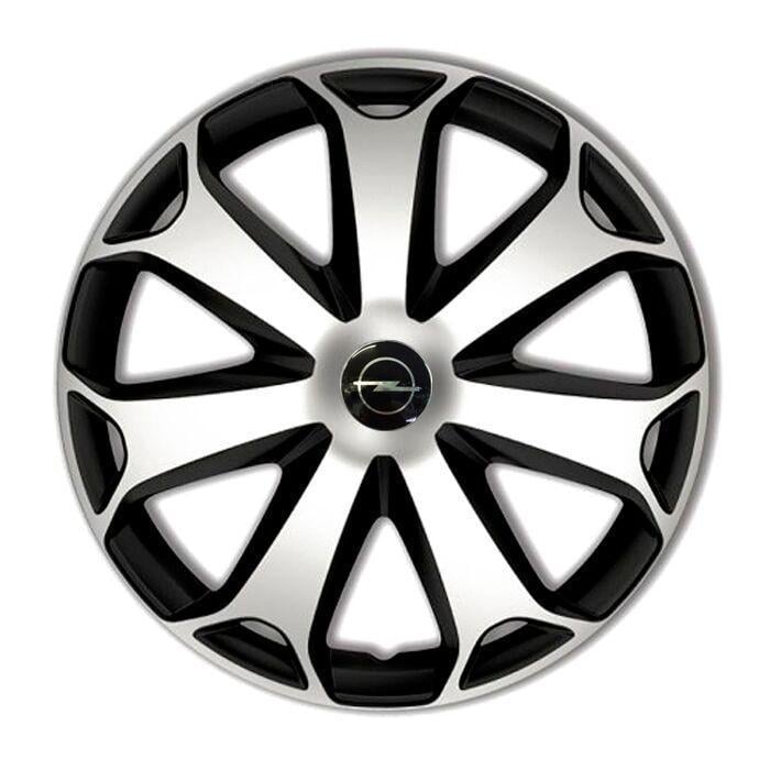 Колпаки для колес 4 Racing Mega R16 с логотипом Opel 4 шт. Silver/Black