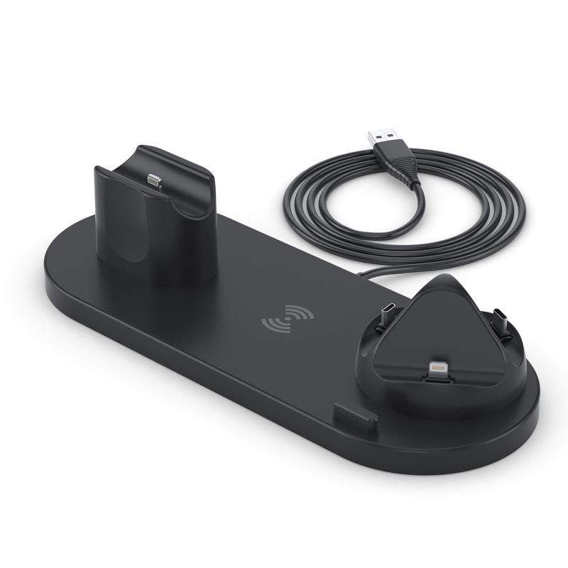 Беспроводное зарядное устройство 6в1 Qi/Lightning/micro USB/Type-C/USB