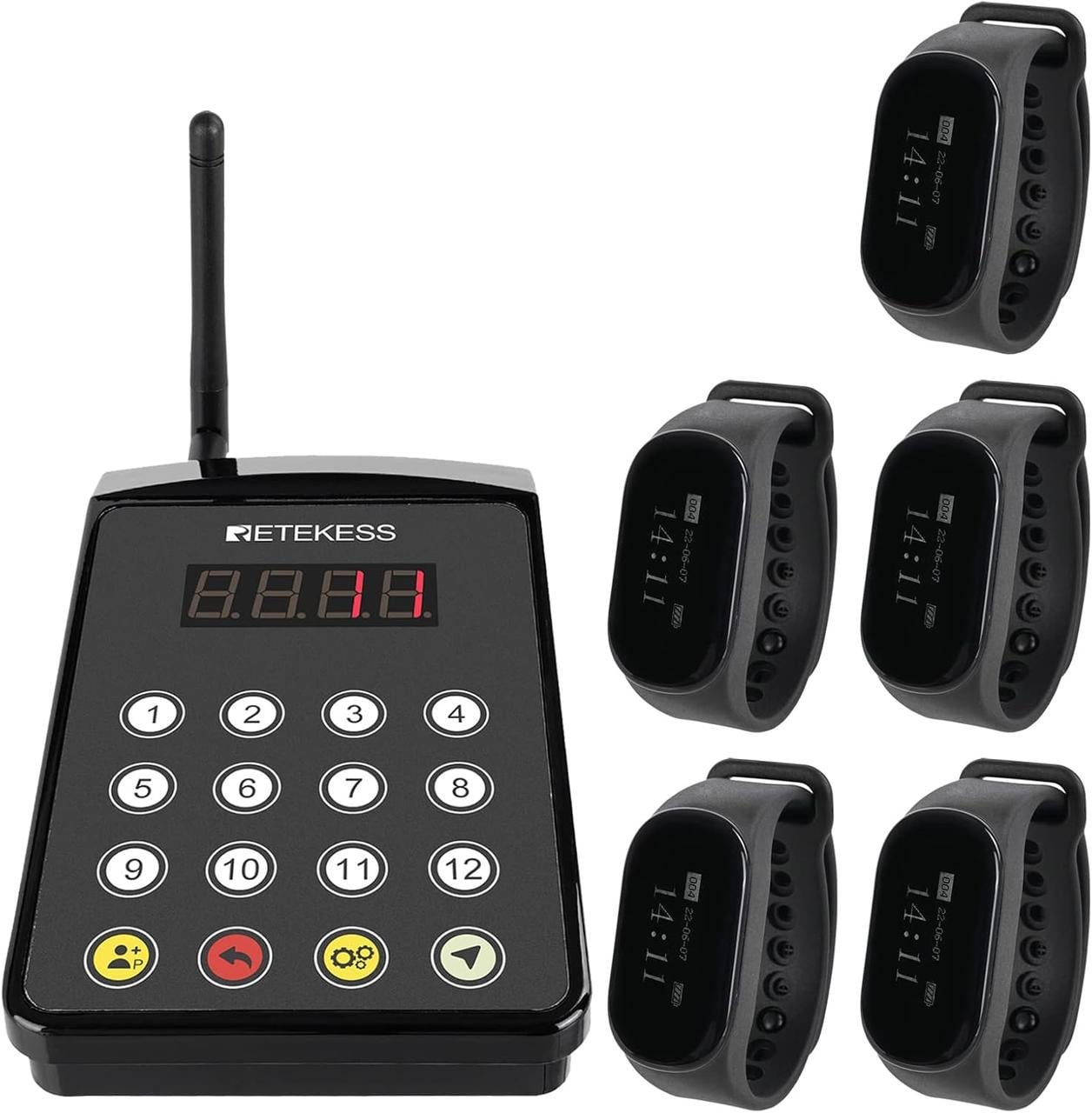 Система вызова официанта Retekess 1 пульт и 5 часов/пейджеров IPX7 (TD154)