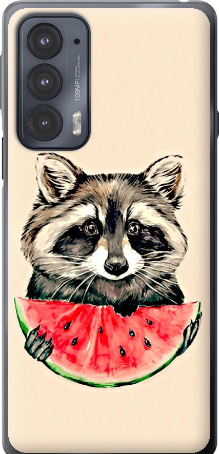 Чехол на Motorola Edge 20 Енотик с арбузом (4605u-2497-42517)