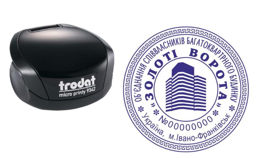 Печать ОСМД на карманном оснащении Trodat Micro Printy 9342 d 42 мм Черный (О1/9342/B)