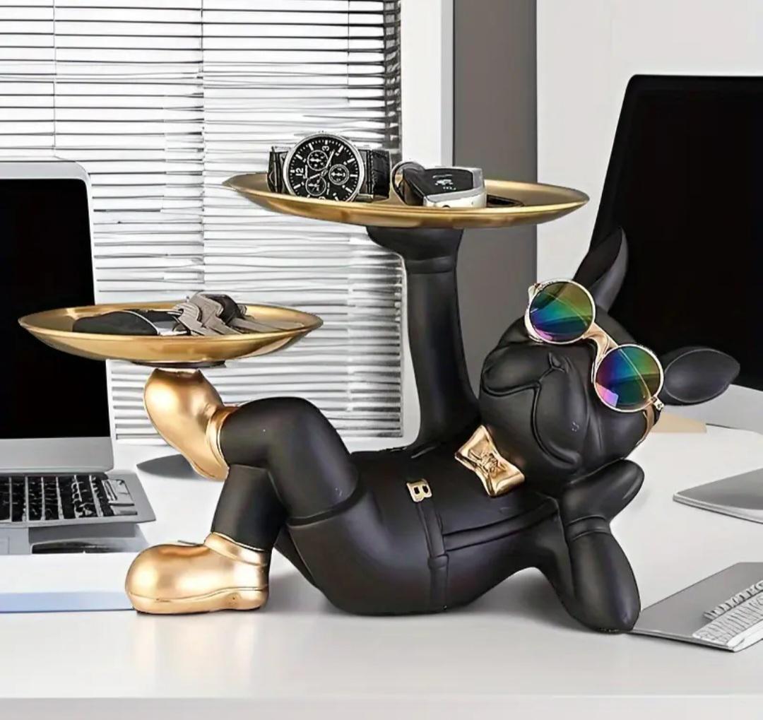 Статуетка ключниця-цукерниця Бульдог 33 см Чорний