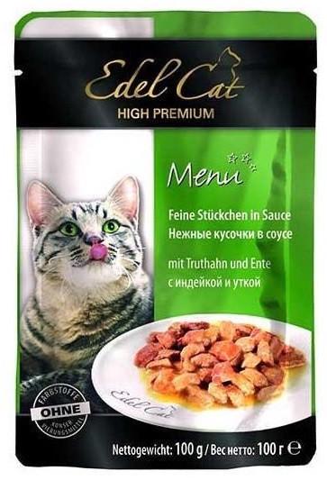 Корм влажный для кошек Edel Cat нежные кусочки индейки и утки в соусе 100 г (1789924575)