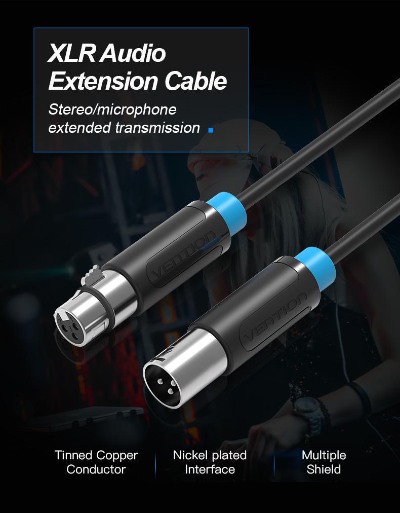 Кабель Vention XLR мама-XLR папа для микшера 8 м Черный (BBFBK) - фото 2 Кабель Vention XLR мама-XLR папа для микшера 8 м Черный (BBFBK) - фото 2