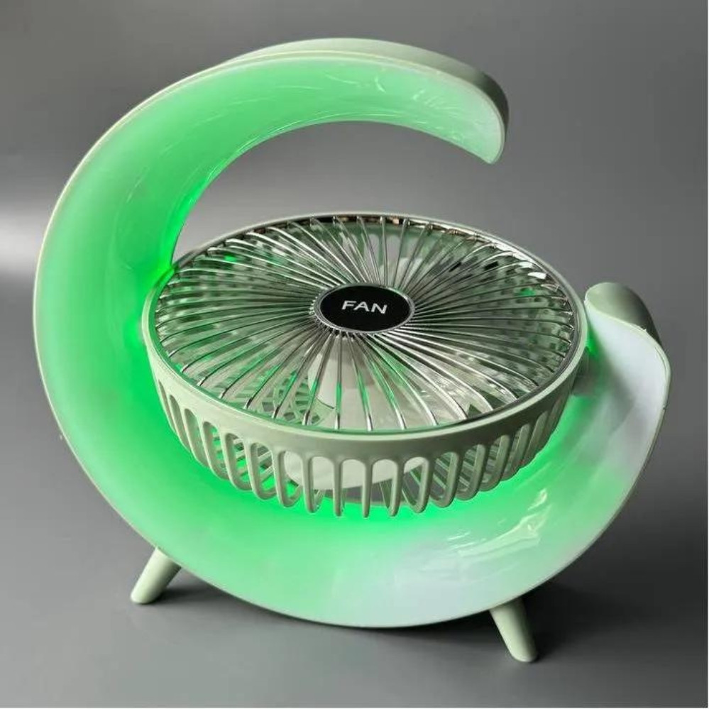 Вентилятор настільний акумуляторний з LED підсвіткою USB 3 швидкості 24x24 см Зелений - фото 7 Вентилятор настільний акумуляторний з LED підсвіткою USB 3 швидкості 24x24 см Зелений - фото 7