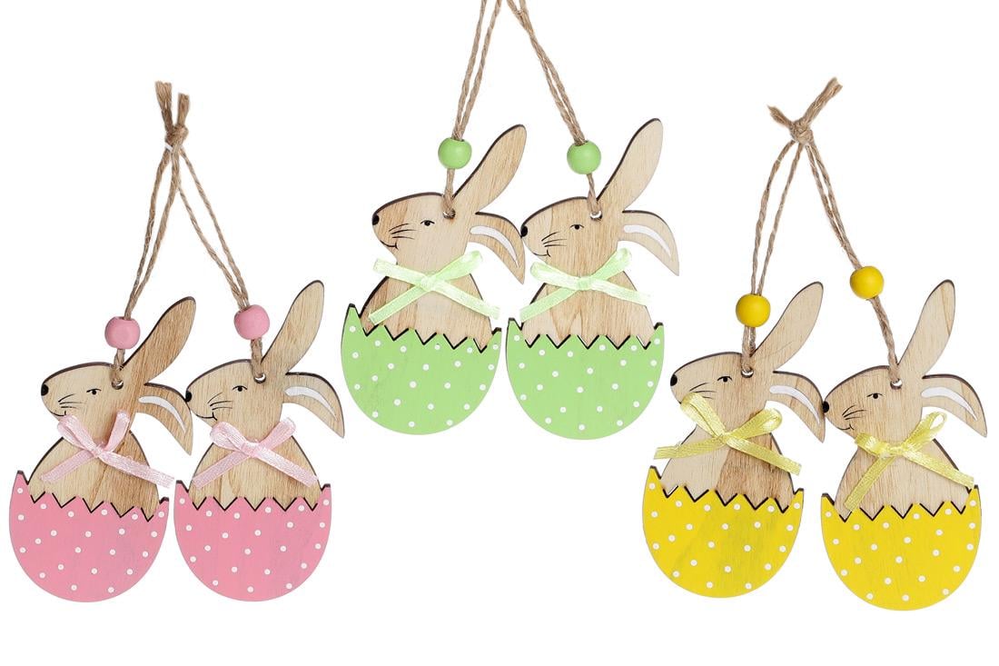 Набор пасхальных украшений на подвесе Кролик 3 дизайна по 2 шт. 10 см (781-959)