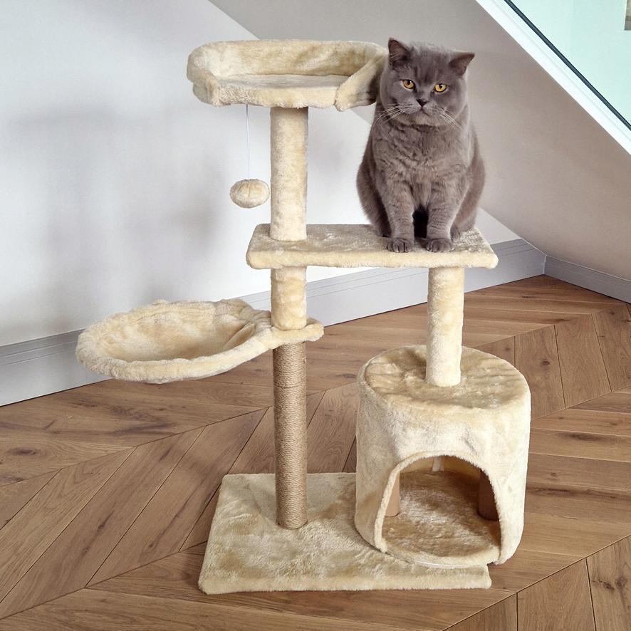 Будиночок котячий Ecarla дерев'яний Бежевий - фото 6