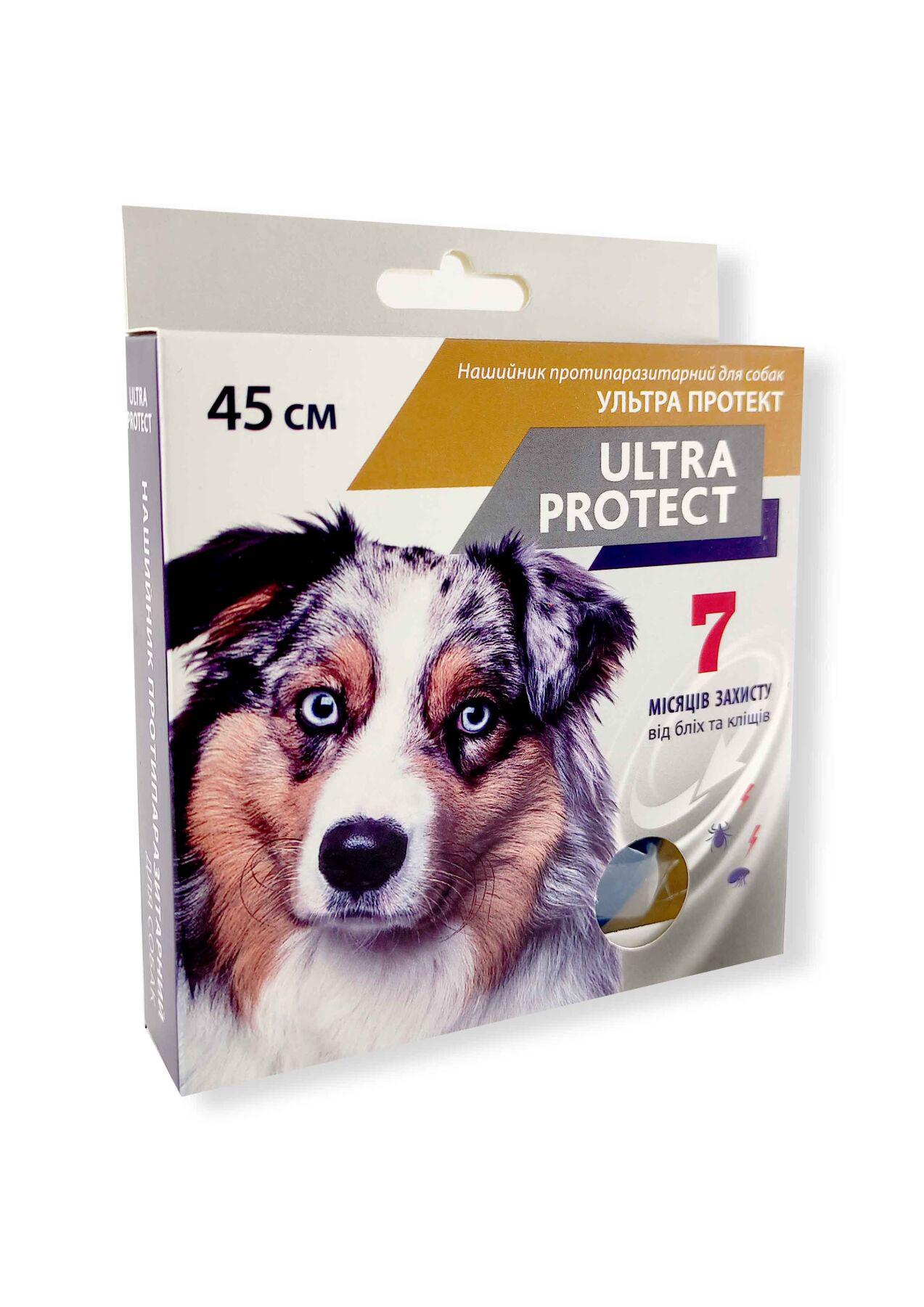 Противопаразитарный ошейник для собак Ultra Protect 45 см Синий (001315)