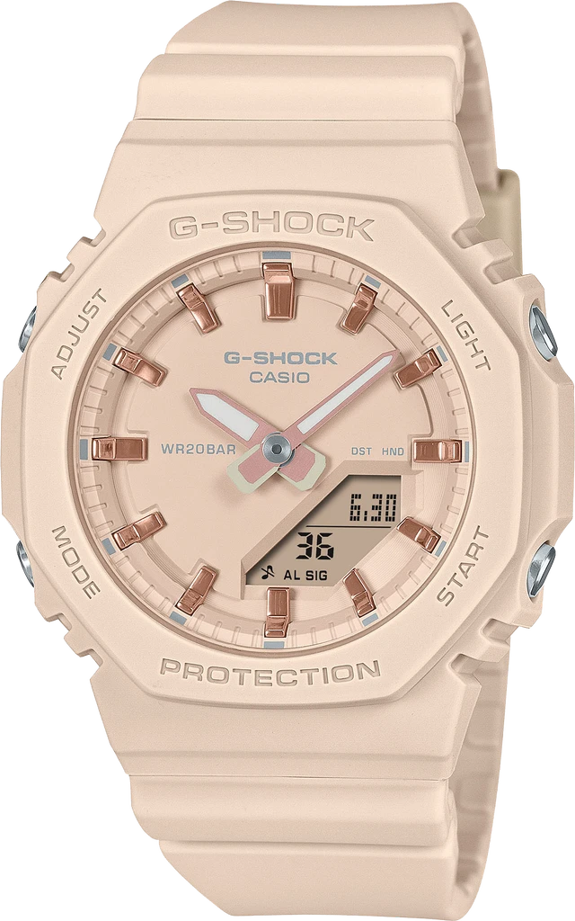 Наручний годинник жіночий Casio G-Shock GMA-P2100M-4AER ударостійкий з водозахистом 200 м та бежевим циферблатом
