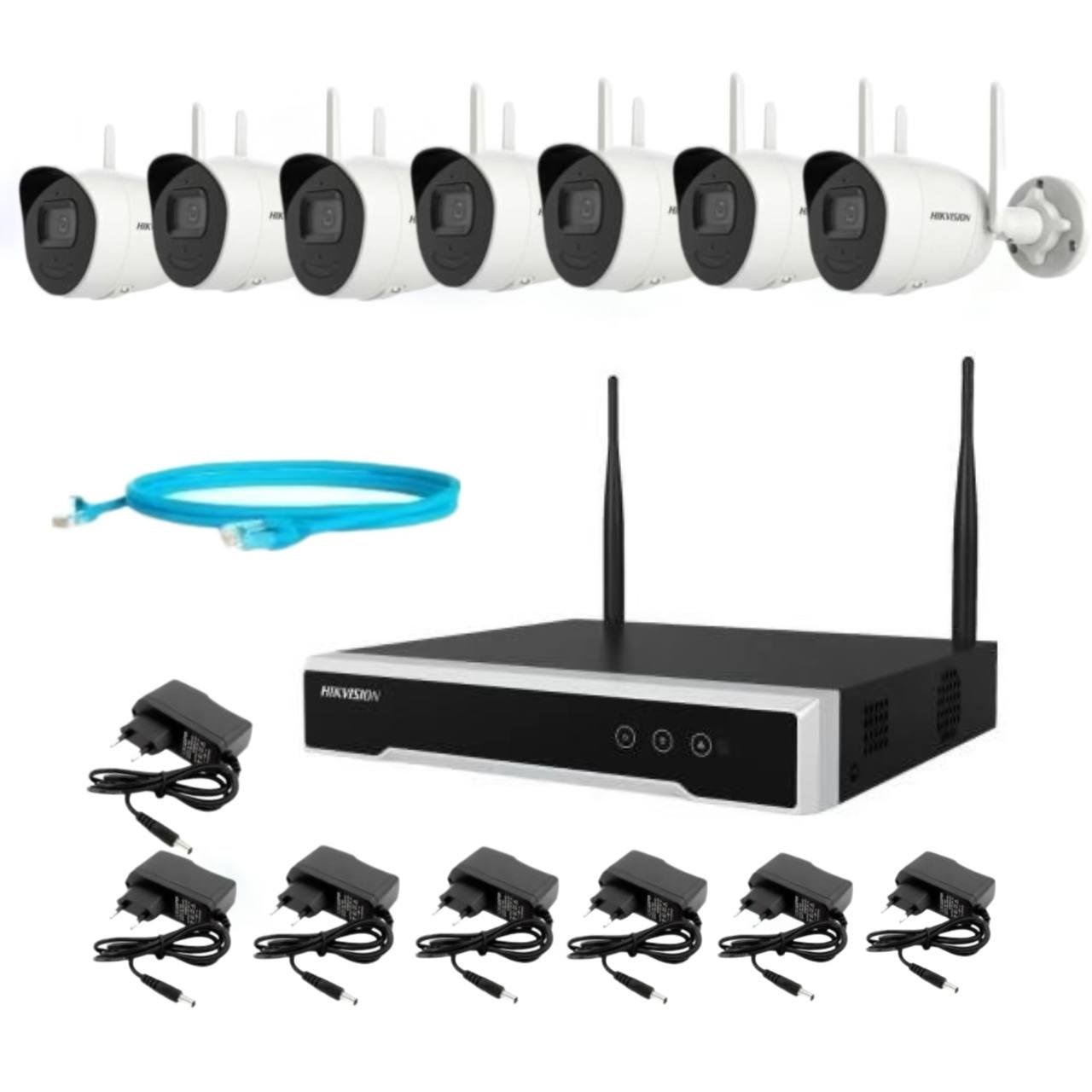 Набір відеонагляду на 7 бездротових камер Hikvision 4Mp-Wi-Fi-DS-2CV2041G2-IDW зі звуком (23321889)