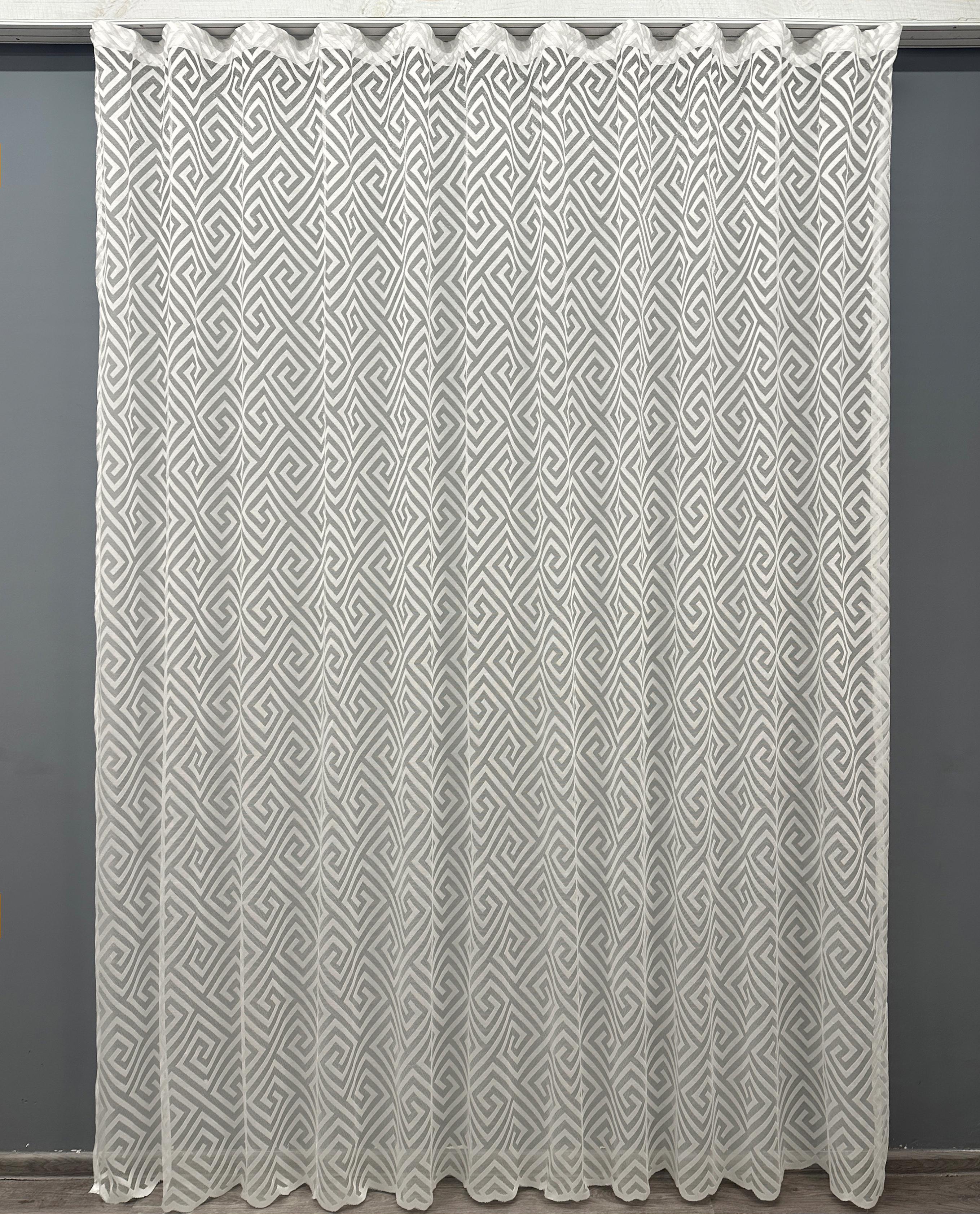 Тюль VR-Textil 1556т жаккард Ромб Меандр 300х270 см Молочный (42-0465)
