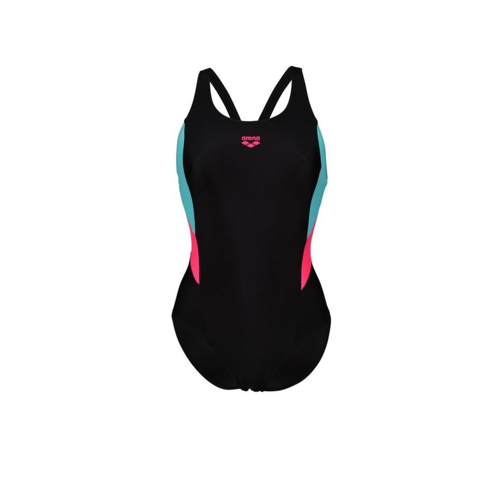 Купальник закрытый для женщин Arena SWIMSUIT V BACK PANEL р. 44 Черный/Розовый/Бирюзовый (005908-598 44)