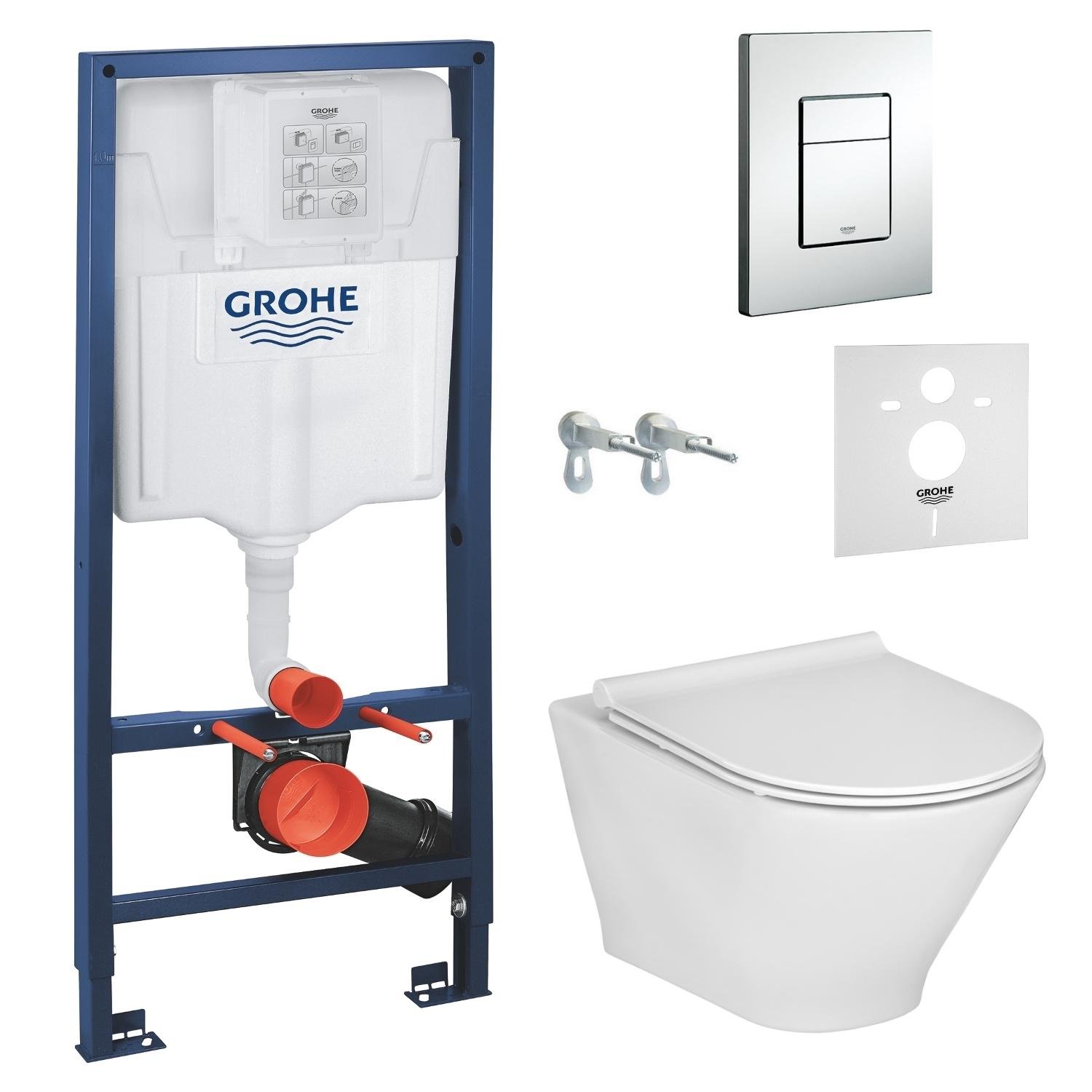 Комплект инсталляции Grohe Rapid SL A34H0N8000+38772001+37131000 с унитазом кнопка Хром (72011)
